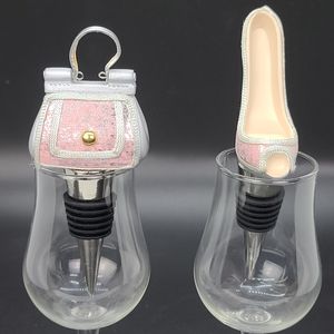 Bottle Stoppers. Silver & Pink, Purse & High Heel.
